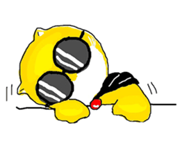 "Ding Thong" Cat in coat sticker #1515694