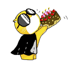 "Ding Thong" Cat in coat sticker #1515698