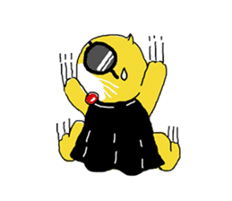 "Ding Thong" Cat in coat sticker #1515718