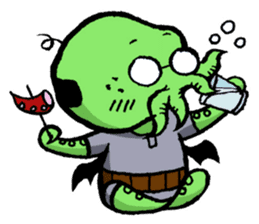 All day long Mr Cthulhu . sticker #1518858