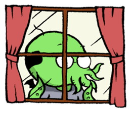 All day long Mr Cthulhu . sticker #1518864