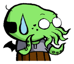 All day long Mr Cthulhu . sticker #1518875