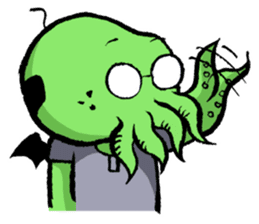 All day long Mr Cthulhu . sticker #1518879