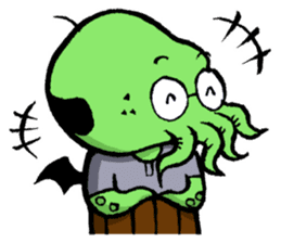 All day long Mr Cthulhu . sticker #1518880