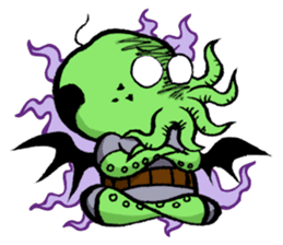 All day long Mr Cthulhu . sticker #1518884