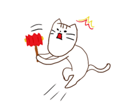 The cat which has a long graffti face sticker #1529596