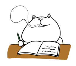 Too thick! white cat Boo mew sticker #1536967