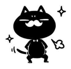 White beard black cat sticker #1542416