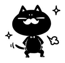 White beard black cat sticker #1542416