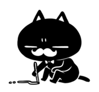 White beard black cat sticker #1542424