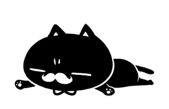 White beard black cat sticker #1542426