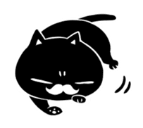 White beard black cat sticker #1542431