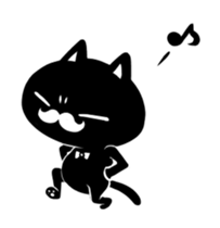 White beard black cat sticker #1542435