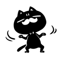 White beard black cat sticker #1542436