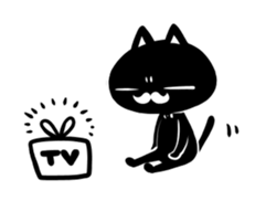 White beard black cat sticker #1542444