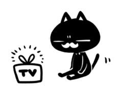 White beard black cat sticker #1542444