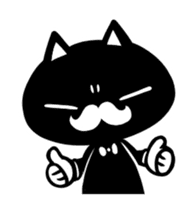 White beard black cat sticker #1542450