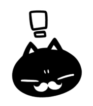White beard black cat sticker #1542452