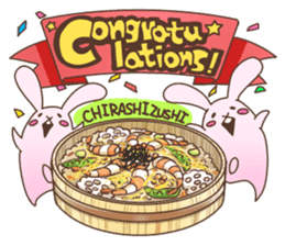 Cute rabbit and Japanese food. sticker #1542594