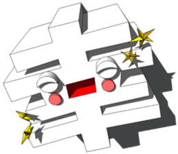 3-Dimensional Art Character of Kanji "2" sticker #1579586