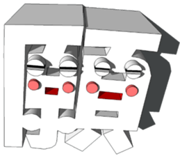 3-Dimensional Art Character of Kanji "2" sticker #1579587