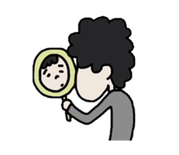 Naturally curly hair men sticker #1584257