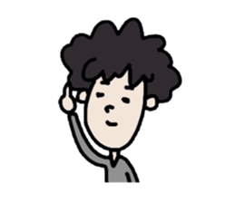 Naturally curly hair men sticker #1584274