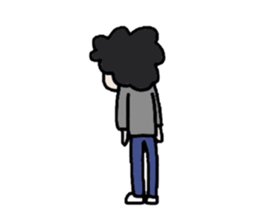 Naturally curly hair men sticker #1584278