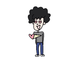 Naturally curly hair men sticker #1584281