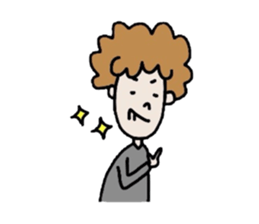 Naturally curly hair men sticker #1584286