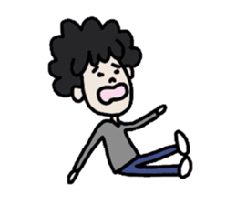 Naturally curly hair men sticker #1584289