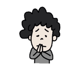 Naturally curly hair men sticker #1584290