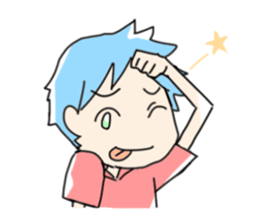 Naoshi's Stamp [Blue Hair Boy] sticker #1584404