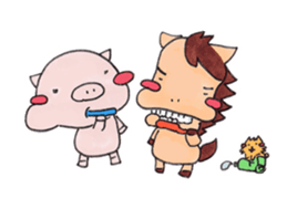 little pig and little horse 2 sticker #1591250