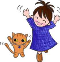 Cat and girl sticker #1595204