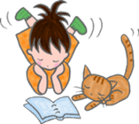 Cat and girl sticker #1595206