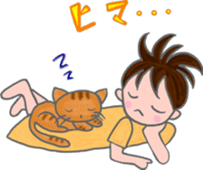 Cat and girl sticker #1595213