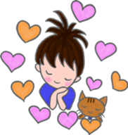 Cat and girl sticker #1595214