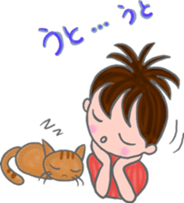 Cat and girl sticker #1595221