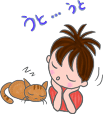 Cat and girl sticker #1595221