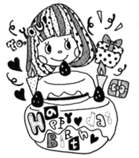 Mushroom cut boy, and the girl of a bob sticker #1605682