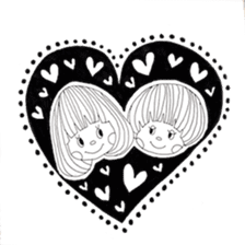 Mushroom cut boy, and the girl of a bob sticker #1605683