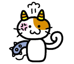 Japanese wooden doll cat sticker #1606018