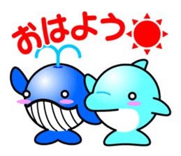 Round whale and a round dolphin sticker #1615873