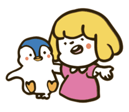 Girl and penguin sticker #1620594