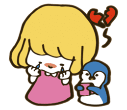 Girl and penguin sticker #1620596