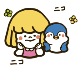 Girl and penguin sticker #1620598