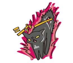 A free black cat  "YORU" sticker #1623633