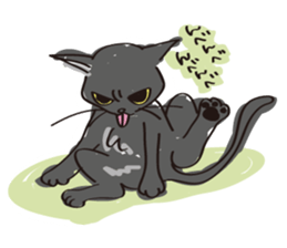 A free black cat  "YORU" sticker #1623643