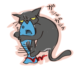 A free black cat  "YORU" sticker #1623644